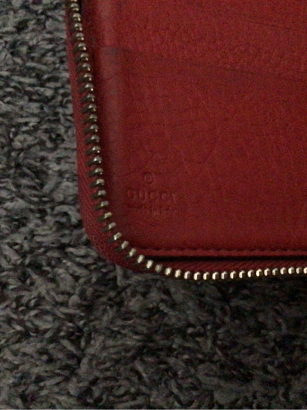 Gucci Red Embossed Leather Sunglasses Case - Picture 2 of 3